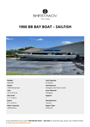 SAILFISH - 1900 BB Bay Boat