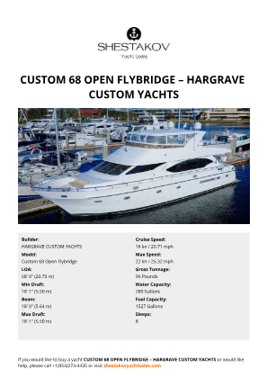 N/A - Custom 68 Open Flybridge