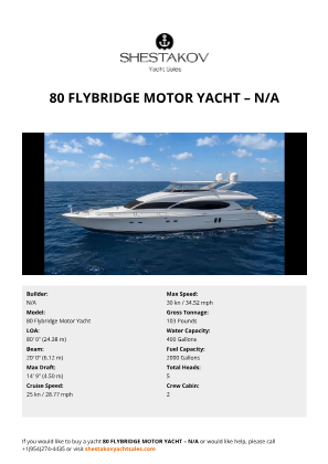 N/A - 80 Flybridge Motor Yacht