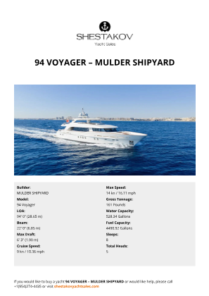 MULDER SHIPYARD - 94 Voyager