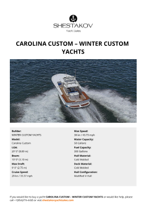 WINTER CUSTOM YACHTS - Carolina Custom