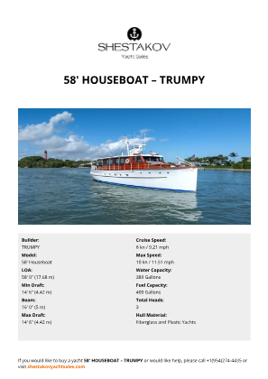TRUMPY - 58' Houseboat