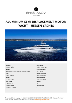 Heesen Yachts - Aluminium semi displacement motor yacht