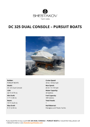 PURSUIT BOATS - DC 325 Dual Console
