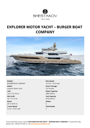 BURGER BOAT COMPANY - Explorer Motor Yacht
