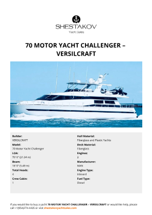 VERSILCRAFT - 70 Motor Yacht Challenger