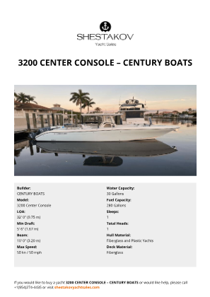 CENTURY BOATS - 3200 Center Console