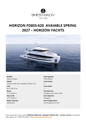 Horizon Yachts - Horizon FD85s-620  AVAIABLE SPRING 2027