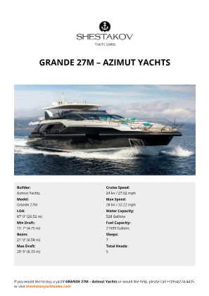 Azimut Yachts - Grande 27M