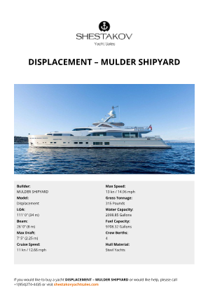MULDER SHIPYARD - Displacement