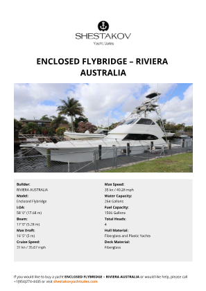RIVIERA AUSTRALIA - Enclosed Flybridge