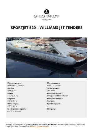 WILLIAMS JET TENDERS - SportJet 520