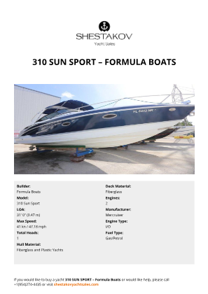 Formula Boats - 310 Sun Sport