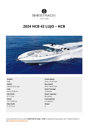 HCB - 2024 HCB 42 Lujo