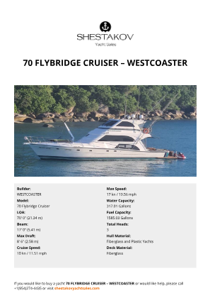 WESTCOASTER - 70 Flybridge Cruiser