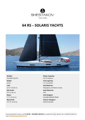 SOLARIS YACHTS - 64 RS