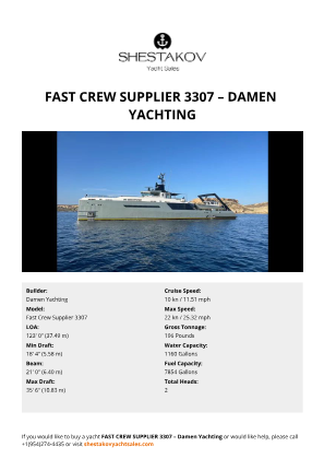 Damen Yachting - Fast Crew Supplier 3307