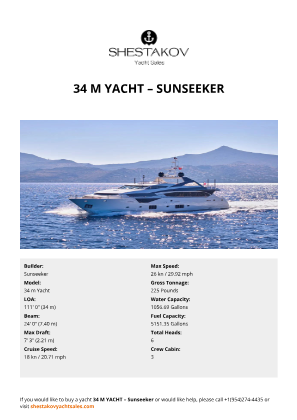 Sunseeker - 34 m Yacht
