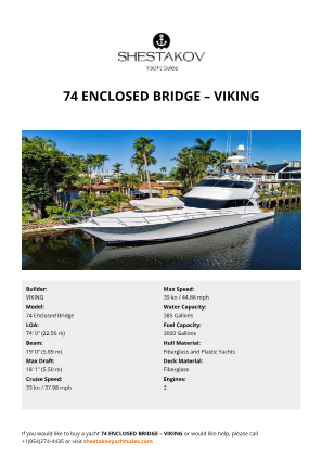 VIKING - 74 Enclosed Bridge