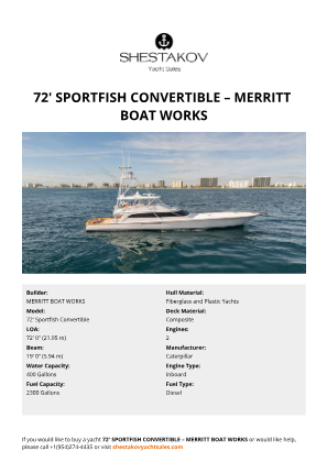 MERRITT BOAT WORKS - 72' Sportfish Convertible