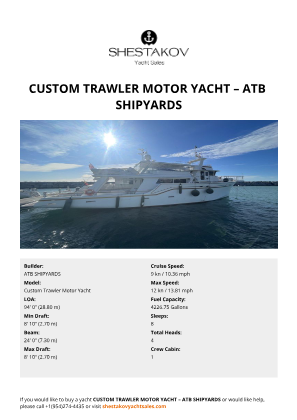 ATB SHIPYARDS - Custom Trawler Motor Yacht