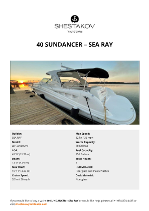 SEA RAY - 40 Sundancer