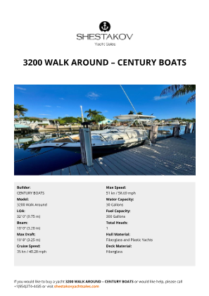CENTURY BOATS - 3200 Walk Around