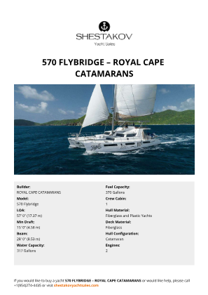 ROYAL CAPE CATAMARANS - 570 Flybridge