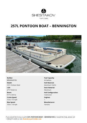 BENNINGTON - 257L Pontoon Boat