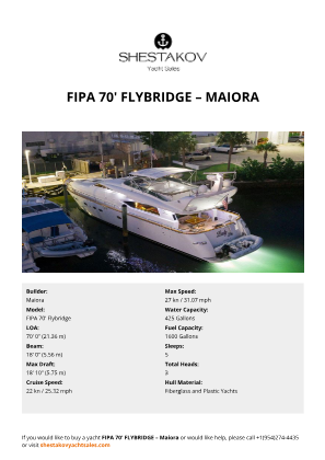 Maiora - FIPA 70' Flybridge