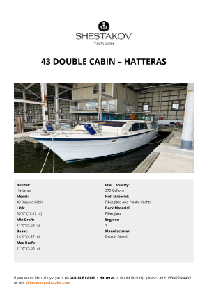 Hatteras - 43 Double Cabin