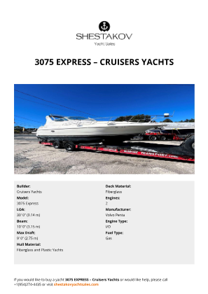 Cruisers Yachts - 3075 Express