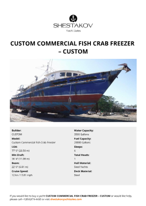 CUSTOM - Custom Commercial Fish Crab Freezer