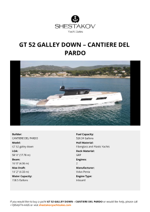 CANTIERE DEL PARDO - GT 52 galley down