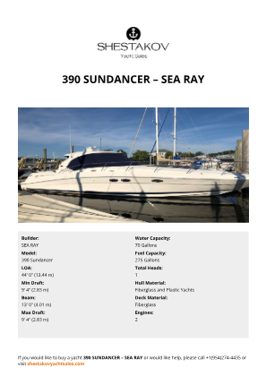 SEA RAY - 390 Sundancer