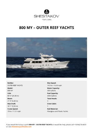 OUTER REEF YACHTS - 800 MY