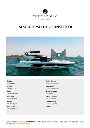 Sunseeker - 74 Sport Yacht