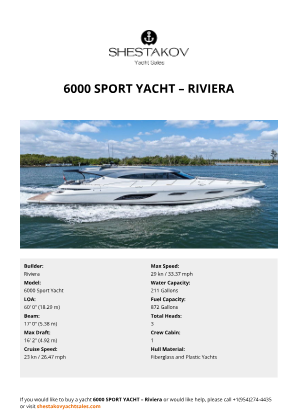 Riviera - 6000 Sport Yacht