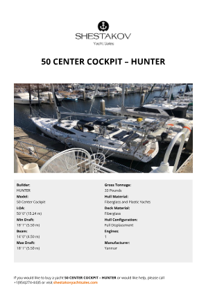 HUNTER - 50 Center Cockpit