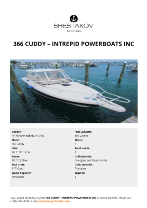 INTREPID POWERBOATS INC - 366 Cuddy