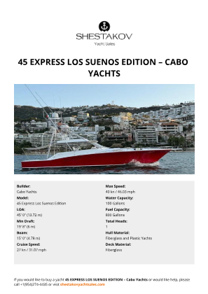 Cabo Yachts - 45 Express Los Suenos Edition
