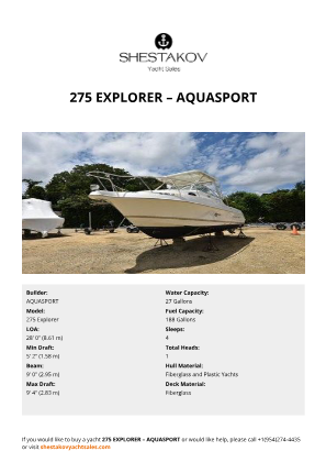 AQUASPORT - 275 Explorer