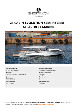 ALFASTREET MARINE - 23 Cabin Evolution SEMI-HYBRID