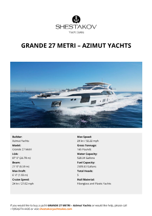 Azimut Yachts - Grande 27 Metri
