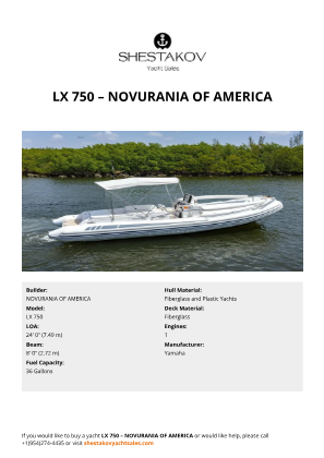 NOVURANIA OF AMERICA - LX 750