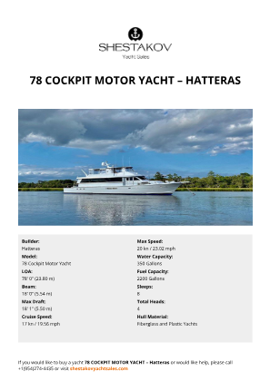 Hatteras - 78 Cockpit Motor Yacht