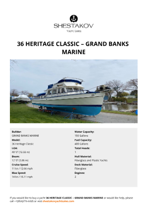 GRAND BANKS MARINE - 36 Heritage Classic