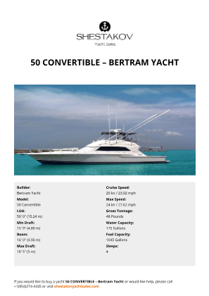 Bertram Yacht - 50 Convertible