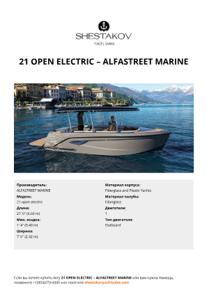 ALFASTREET MARINE - 21 open electric