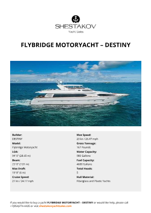 DESTINY - Flybridge Motoryacht